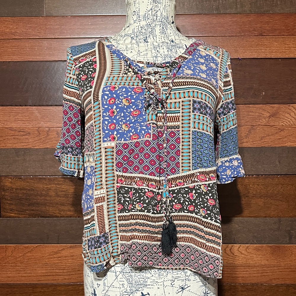 American Eagle Outfitters Multicolor Patchwork Blouse